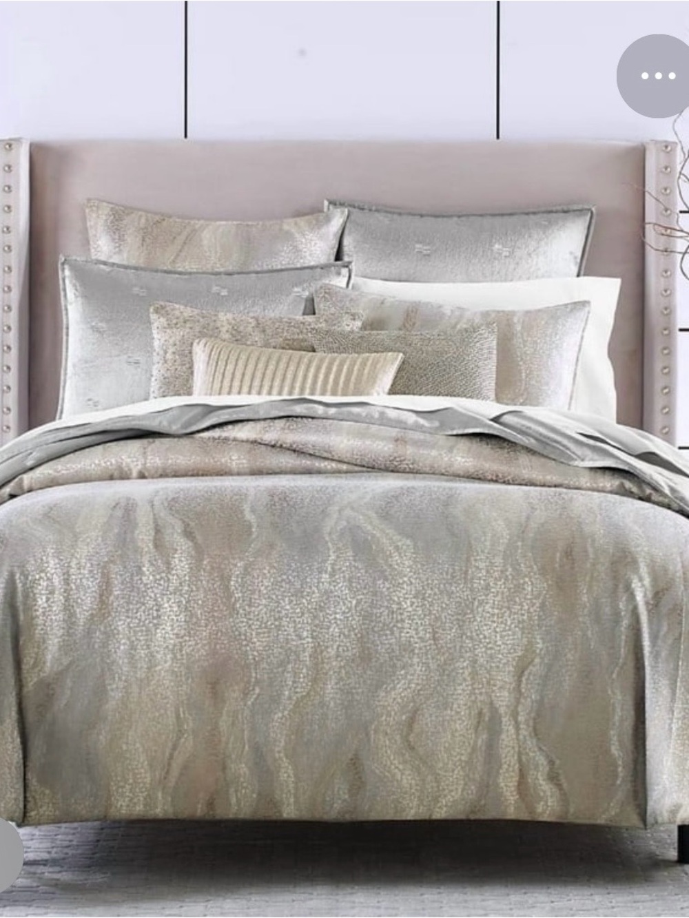 Hotel Collection Metallic Silver and Cream Comforter Set